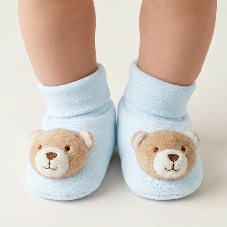 BEAR CABLE KNIT SHOES - BLUE