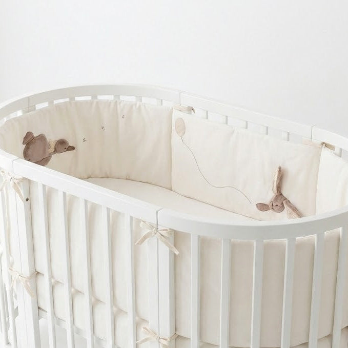 מגן ראש ומיטה מלא - לבן&בז'