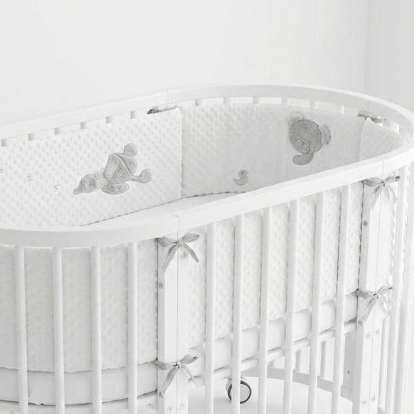 מגן ראש ומיטה מלא - לבן בועות