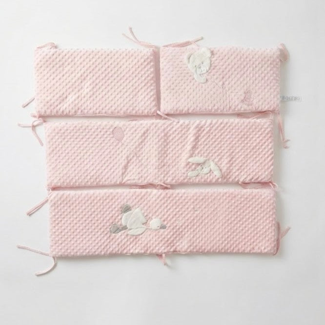 מגן ראש ומיטה מלא - ורוד בועות