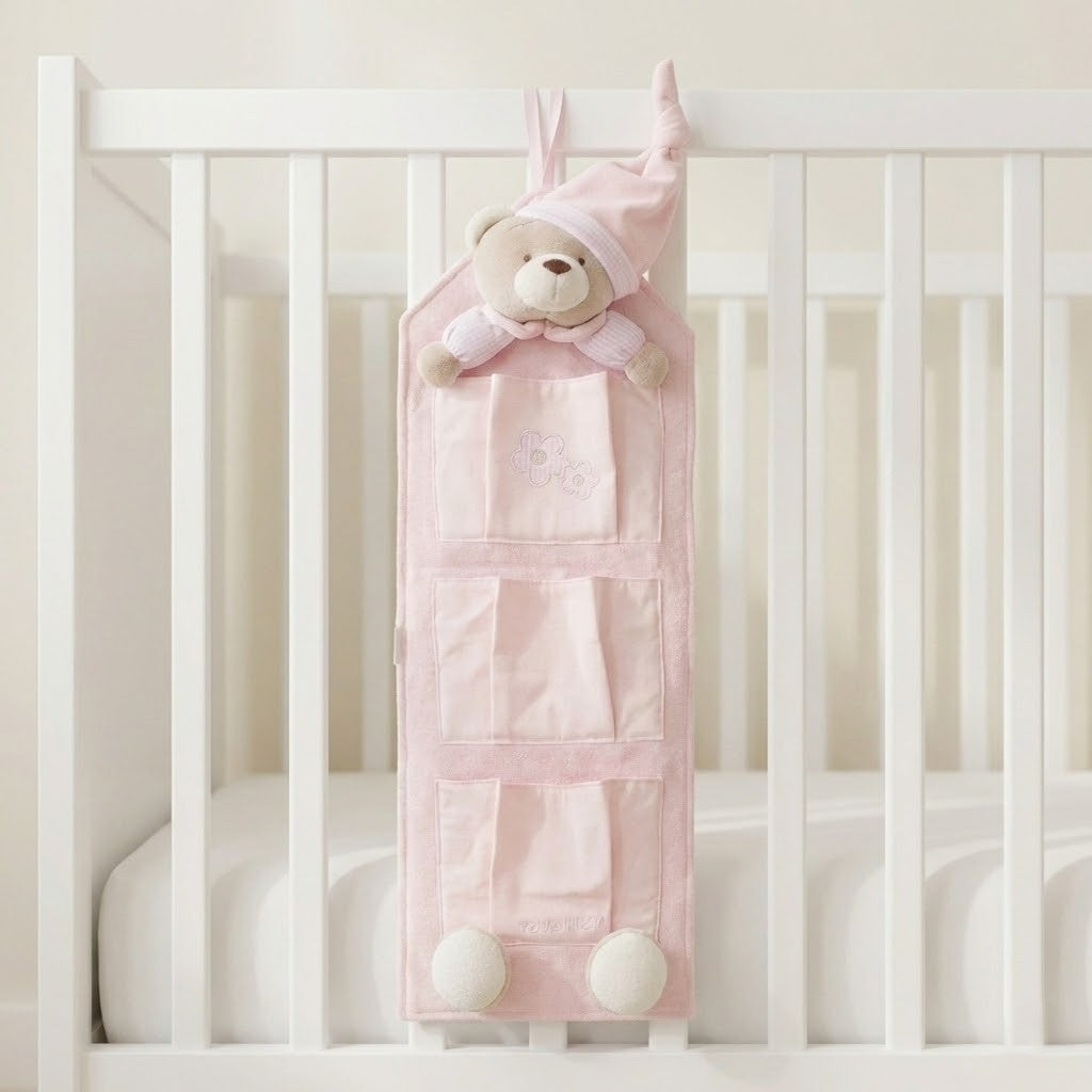 ארגונית למיטת תינוק 3 תאים - ורוד