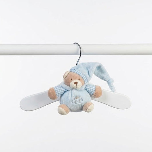 קולב עץ דובי לבגדי תינוק - כחול