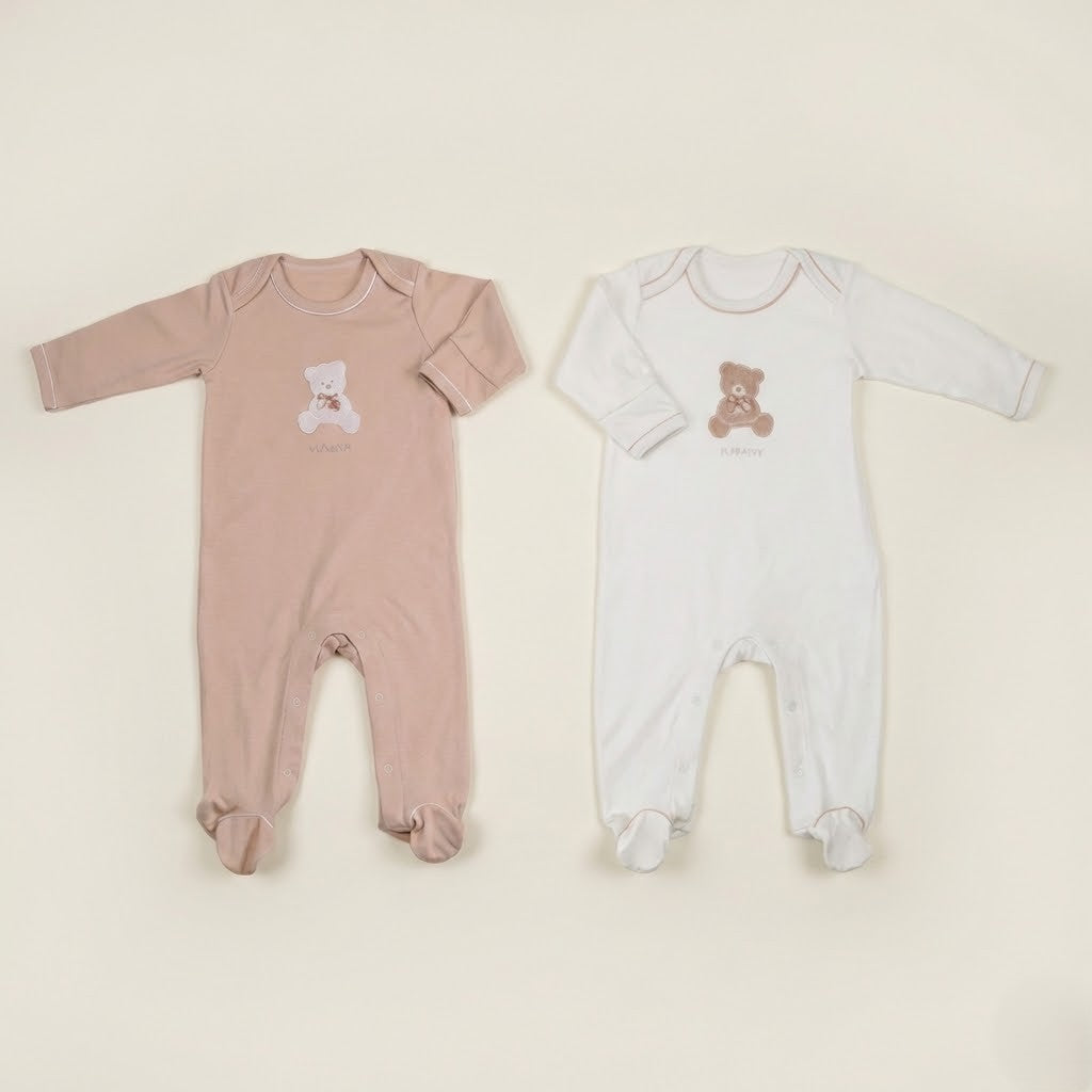 מארז אוברולים זוגי - לבן \ בז'