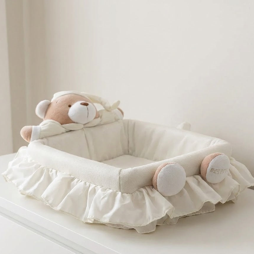 סלסלת קש דובי - בז'