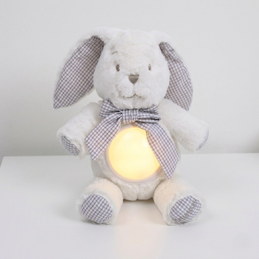 מנורת לילה לתינוק - ארנב לבן פפיון אפור
