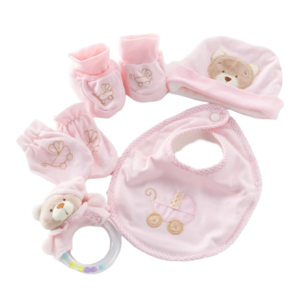 סט לתינוק - 5 חלקים -ורוד
