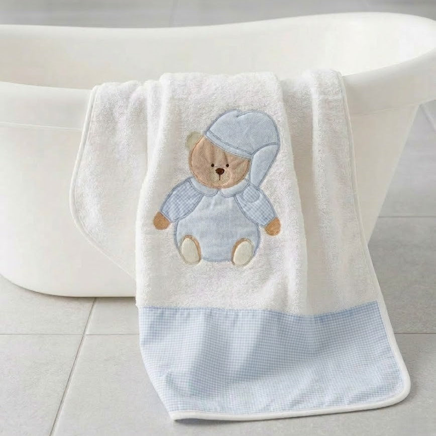 מגבת רקומה דובי - כחול