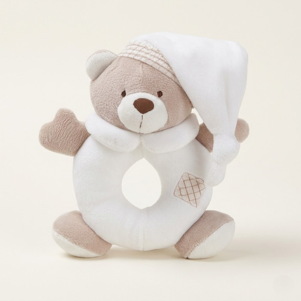 BEAR SHAKER TOY RING RATTLE - BEIGE