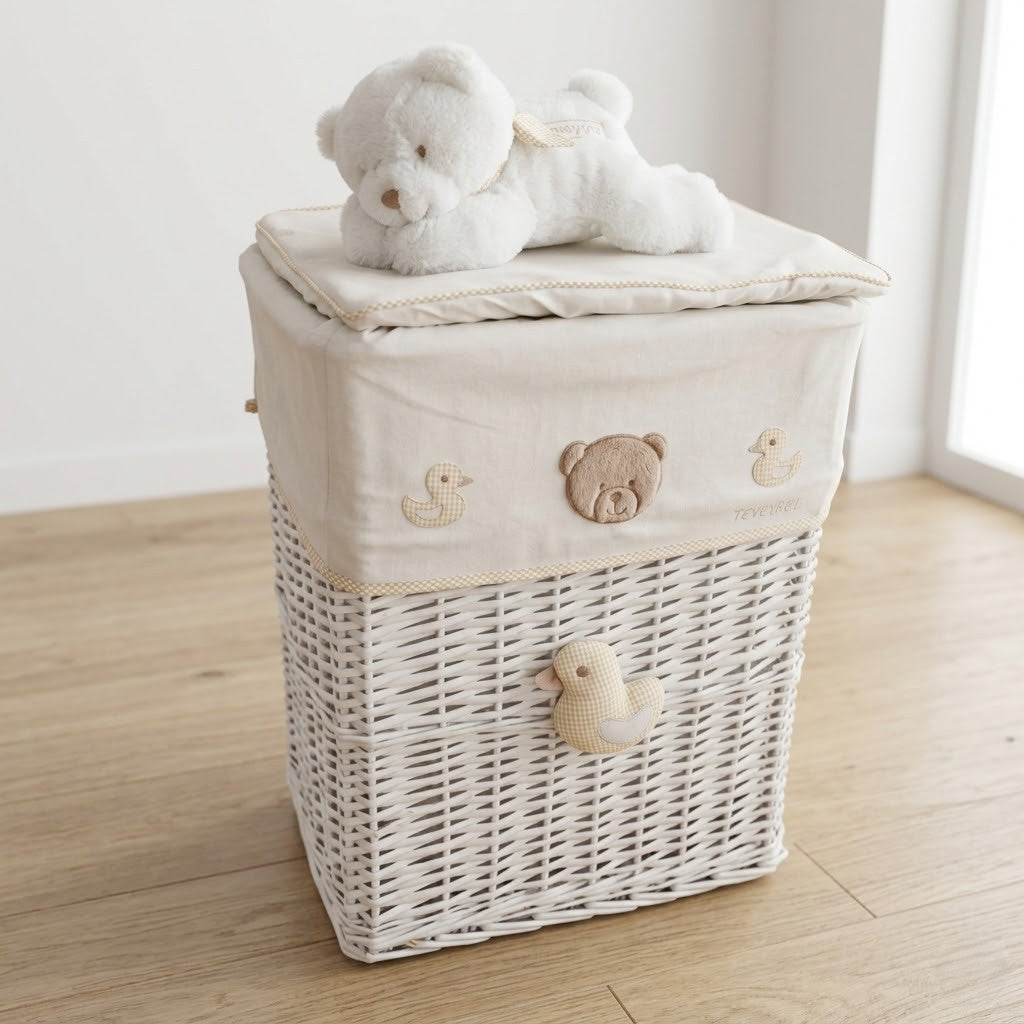 סל אחסון \ כביסה מרובע - דובי בז'