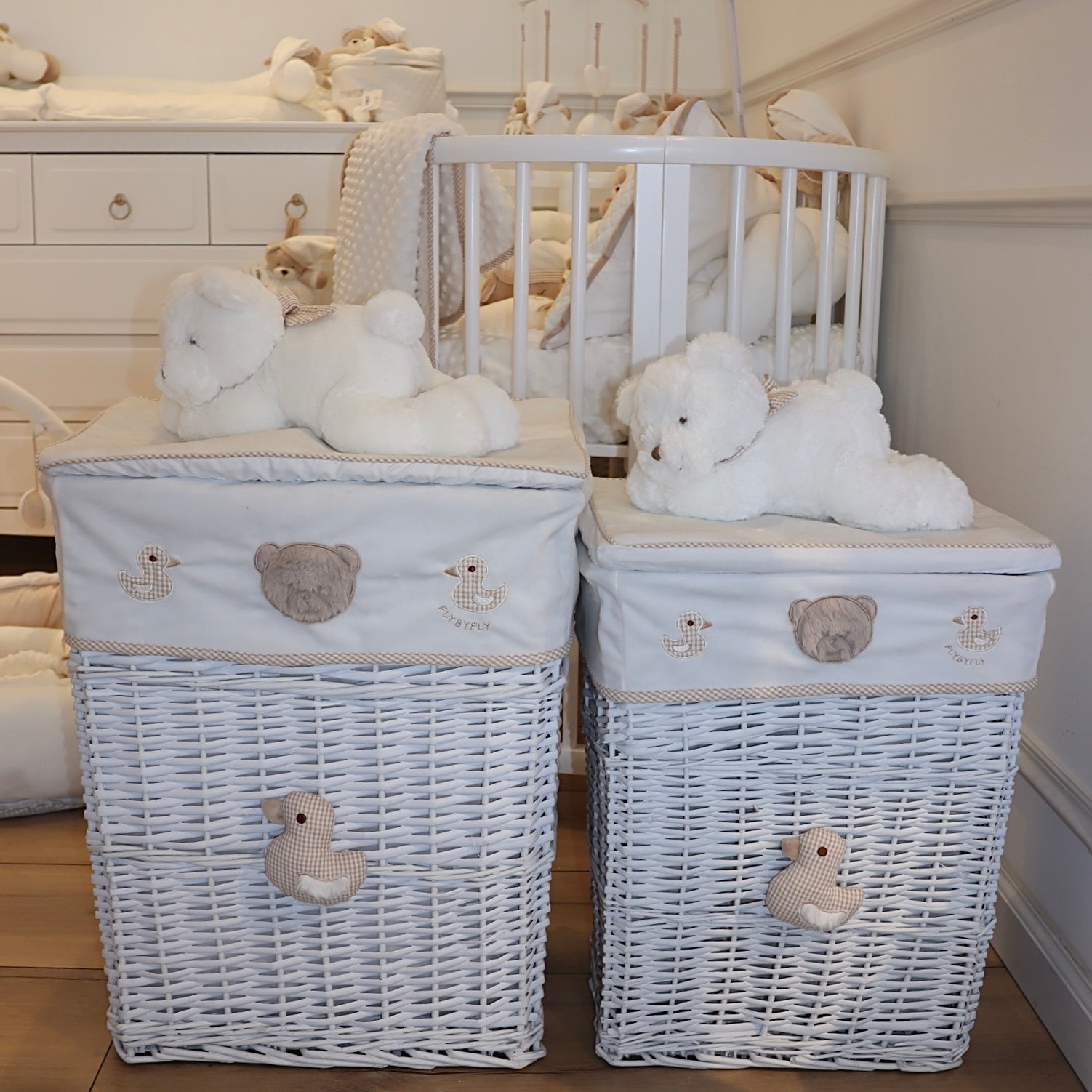 סל אחסון \ כביסה מרובע - דובי בז'