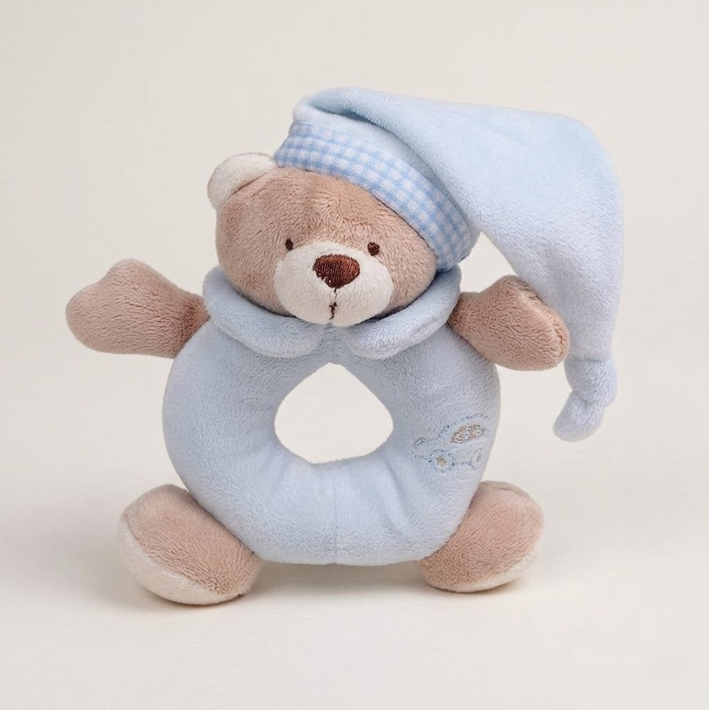 BEAR SHAKER TOY RING RATTLE - BLUE