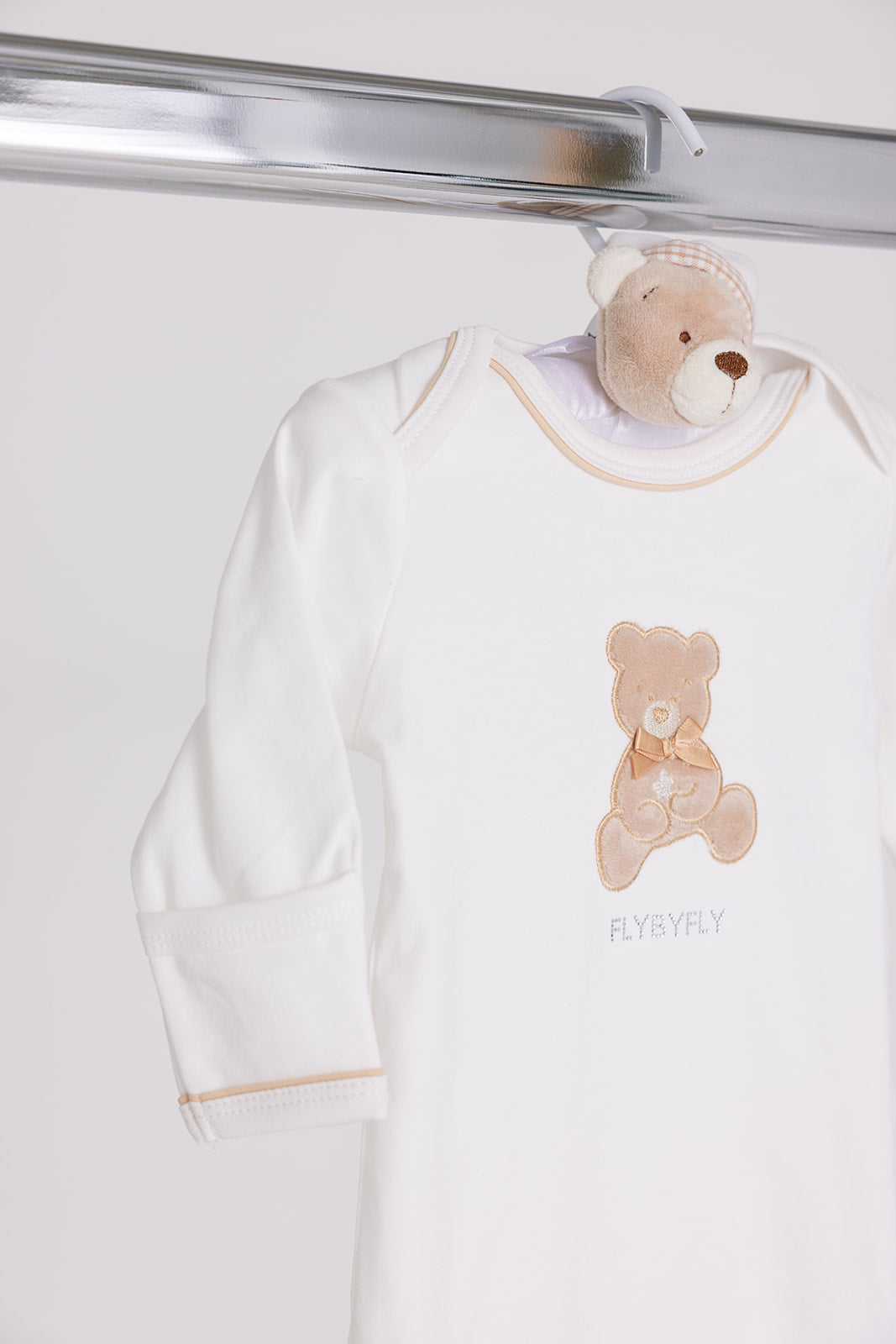 طقم بذلة عمل مزدوجة - أبيض/بيج