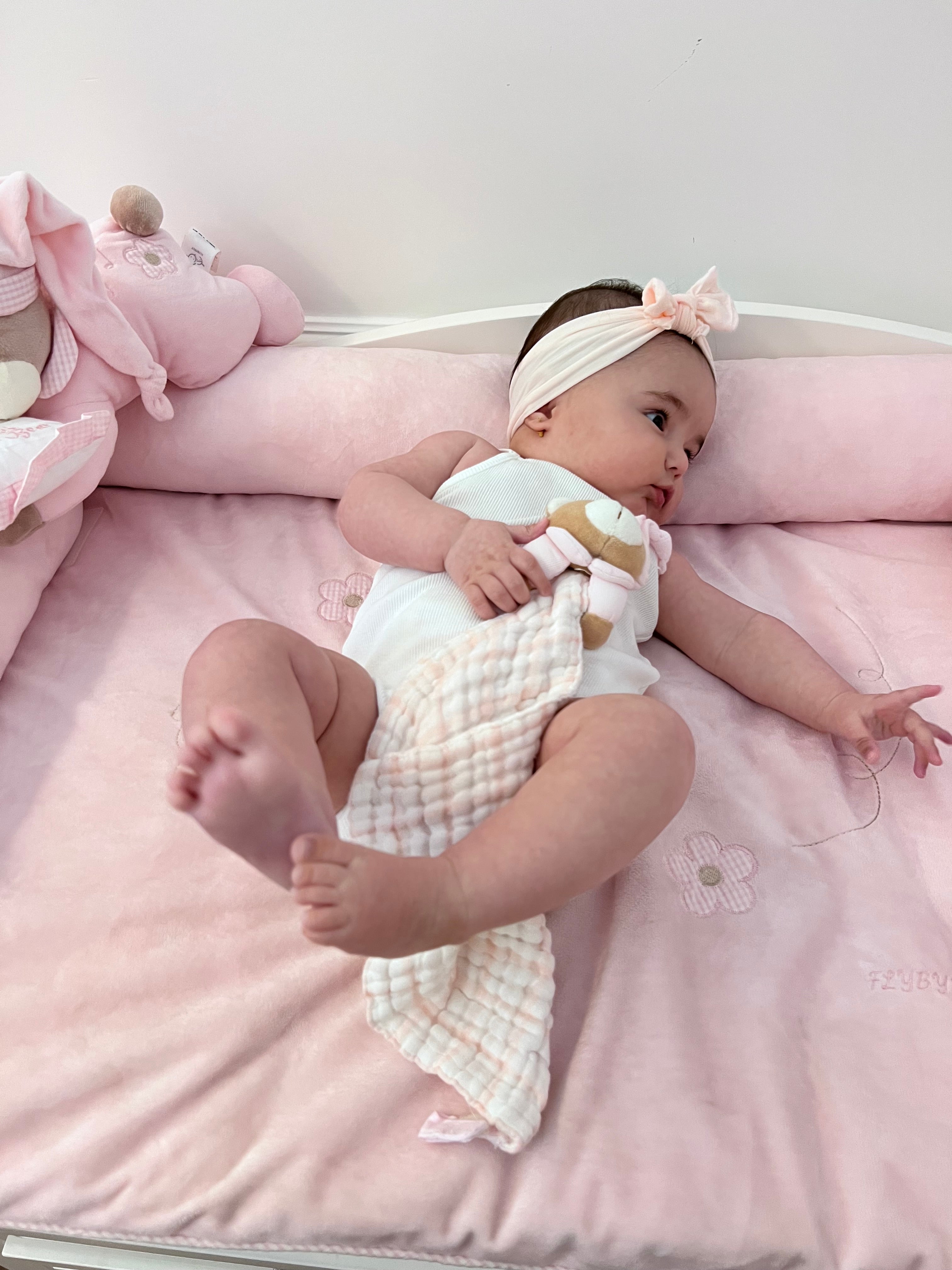 WAFFLE MUSLIN BLANKET + BEAR HANDKERCHIEF TEETHER SET - PINK