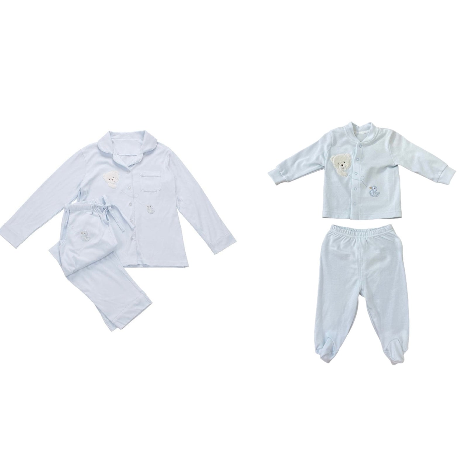 מארז ליולדת- סט פיג'מות זוגי לאם ולתינוק - כחול