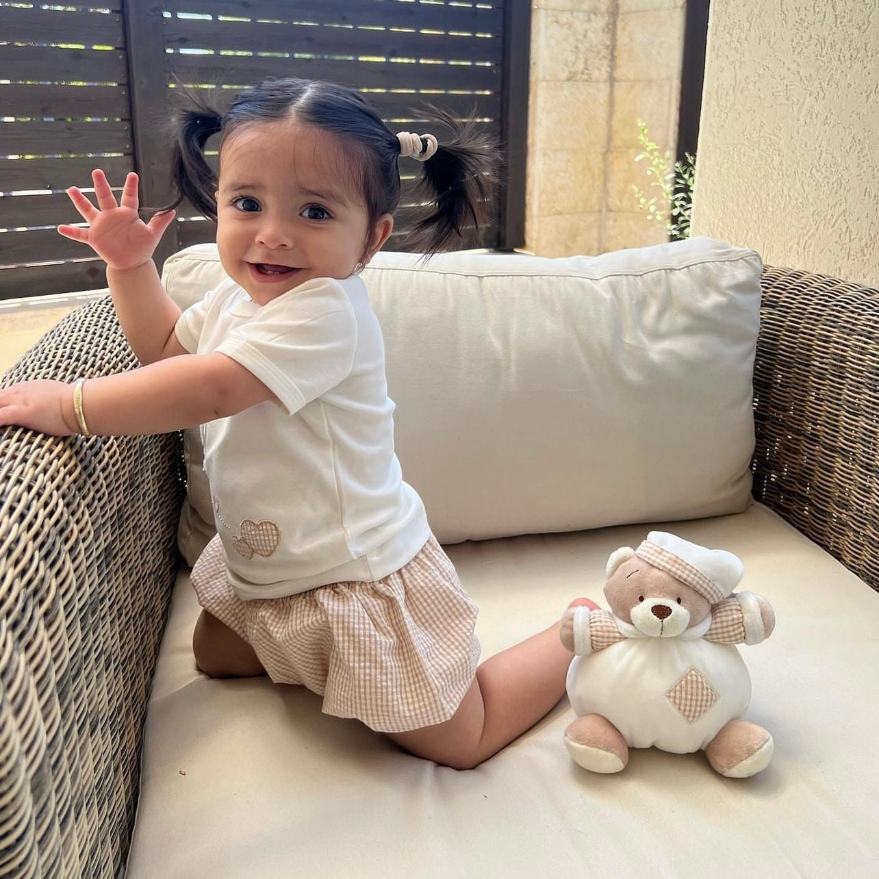 חליפת קיץ משובצת - בז'