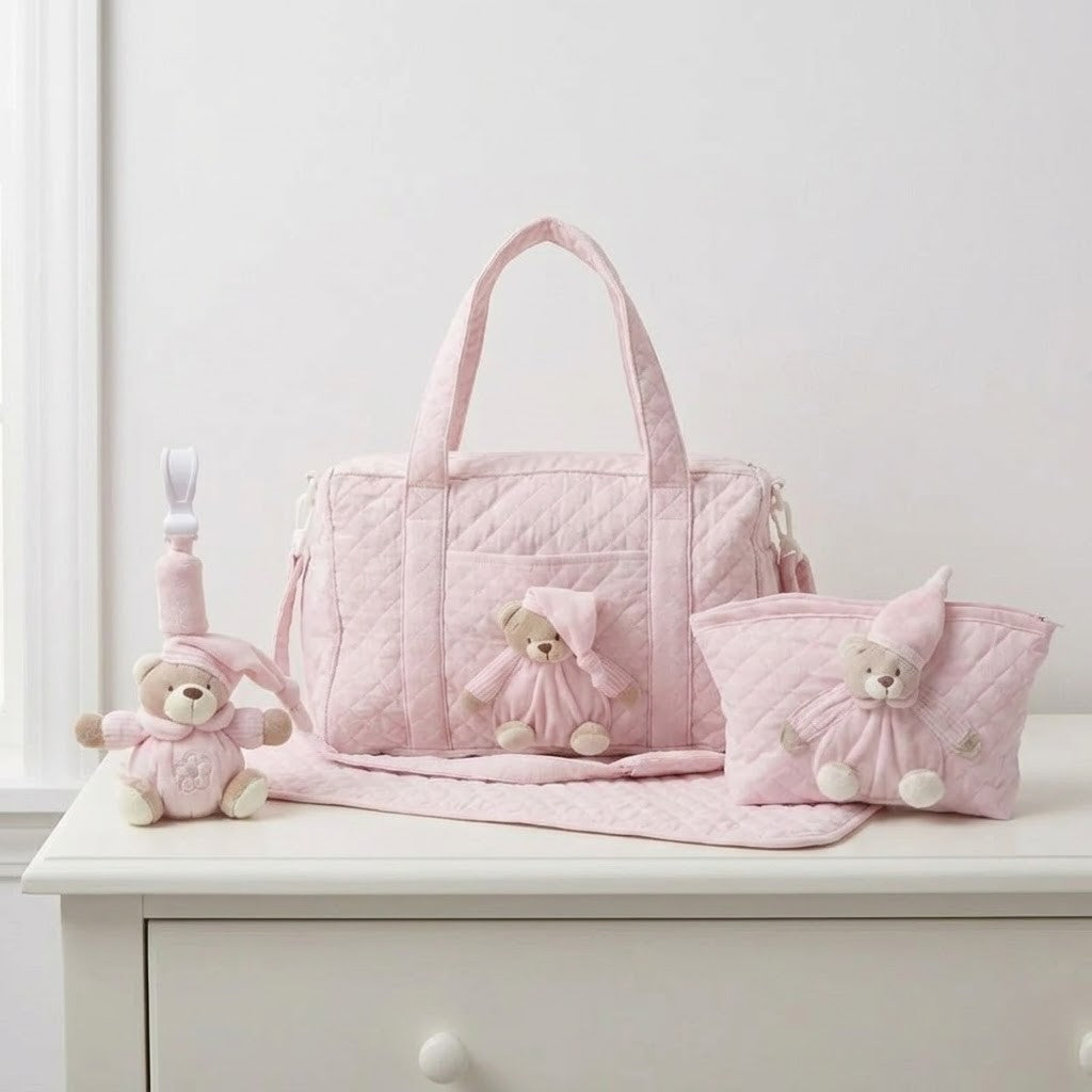 סט מארז תיק החתלה - ורוד