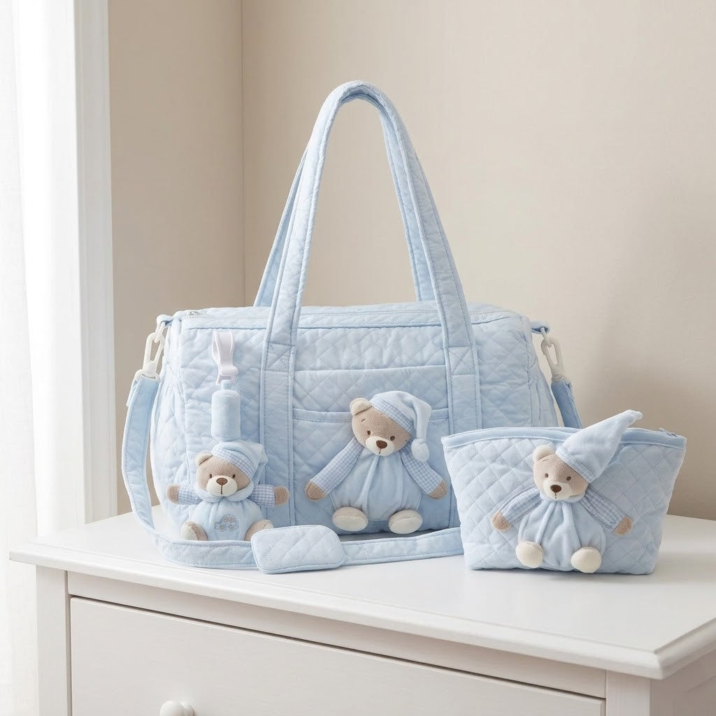 סט מארז תיק החתלה - כחול