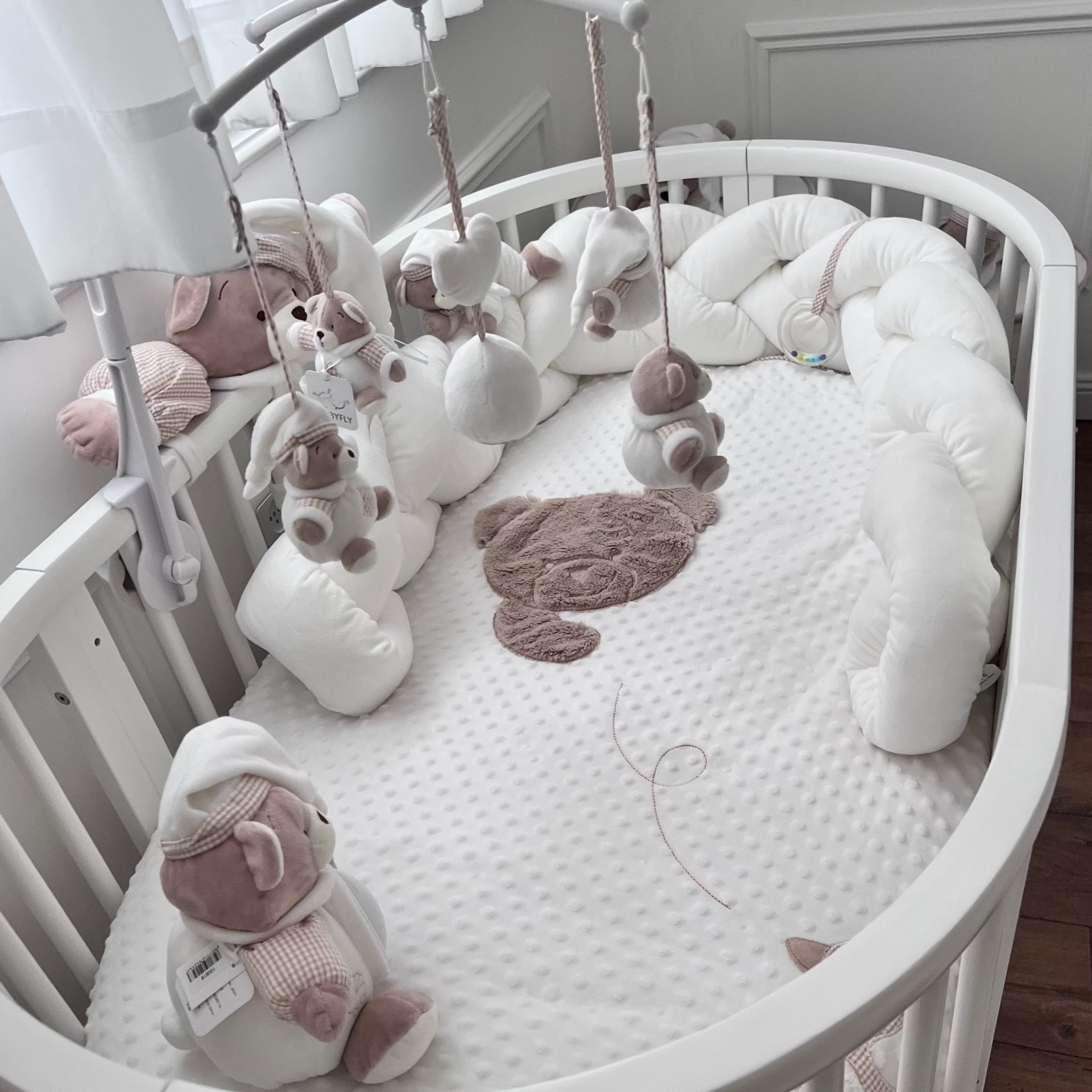 סט מצעים - בז' בועות