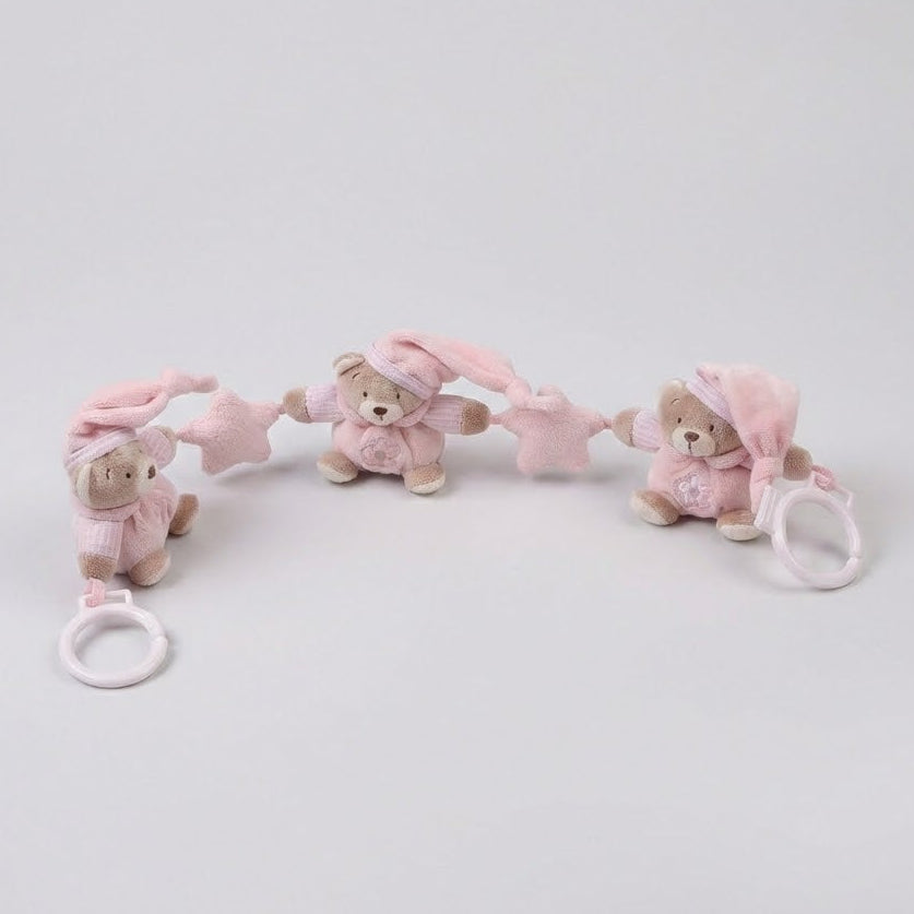 רצועת דובונים לעגלה - ורוד