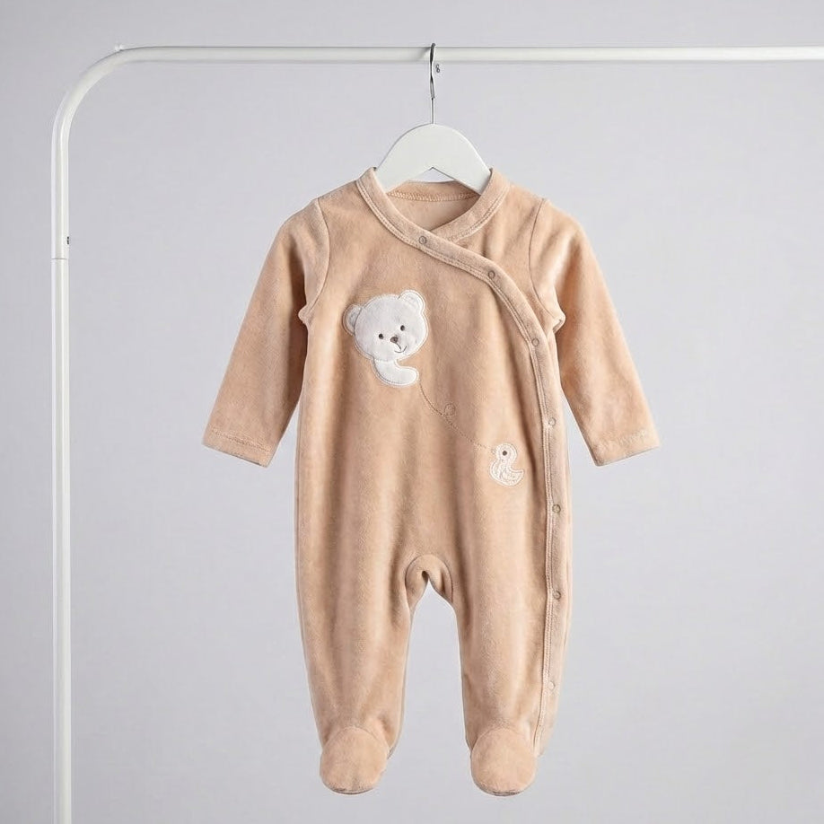 אוברול קטיפה רך במיוחד - בז'