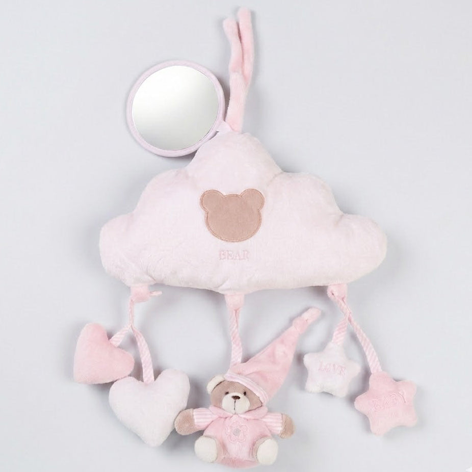 מובייל ענן עם מראה לעגלה ולרכב - ורוד