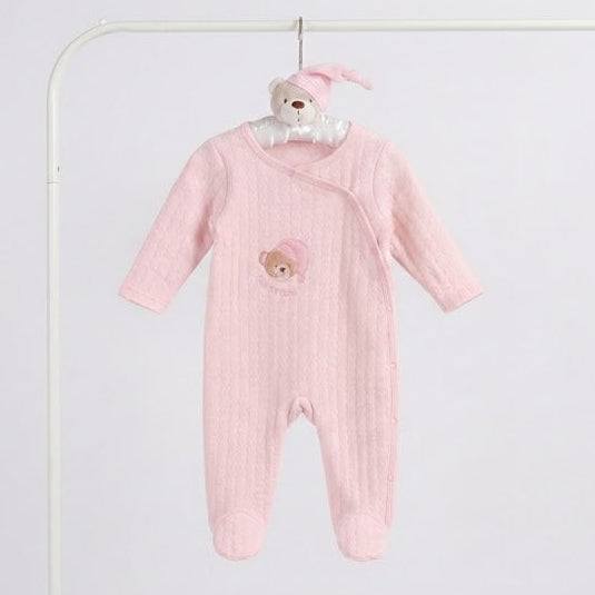 מארז אוברול+קולב דובי - ורוד