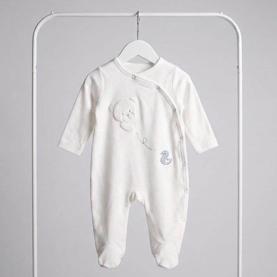 אוברול קטיפה רך במיוחד - לבן