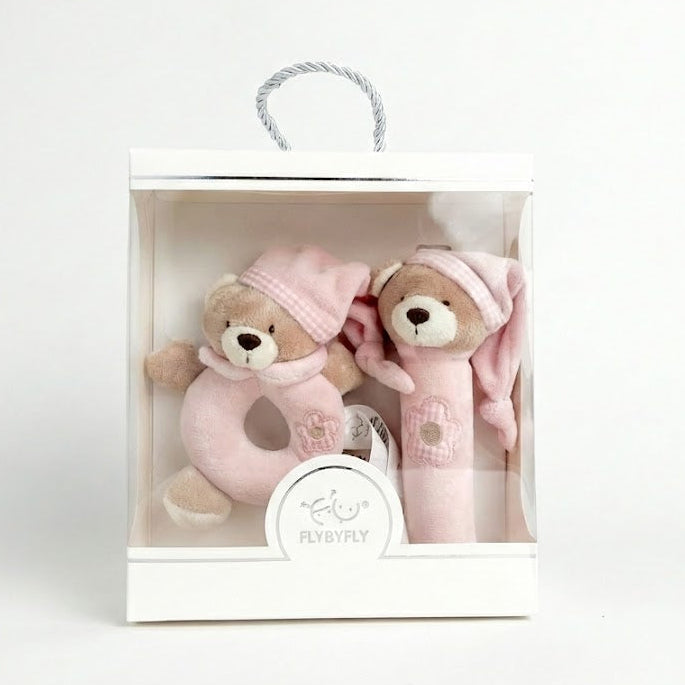 מארז לתינוק- סט רעשנים - ורוד