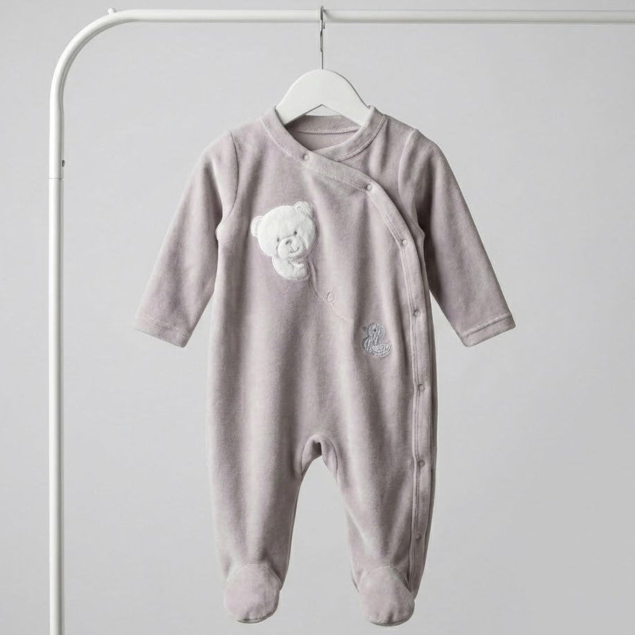 VELVET OVERALL BEAR - GREY