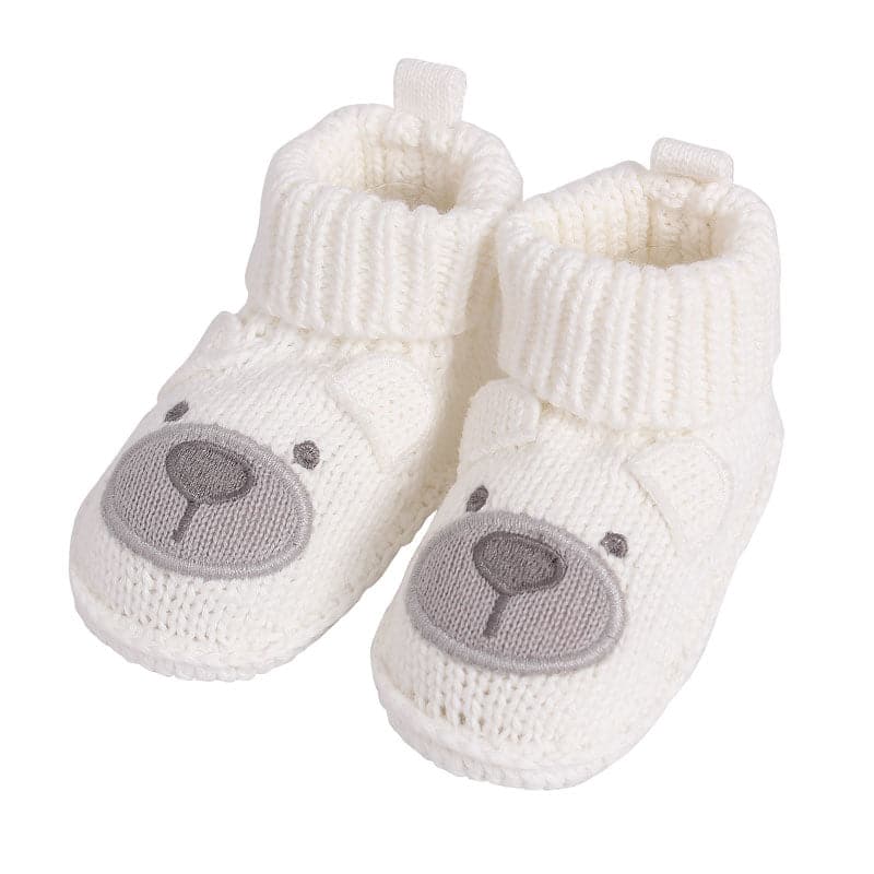 גרביים סרוגות לתינוק דובי - לבן
