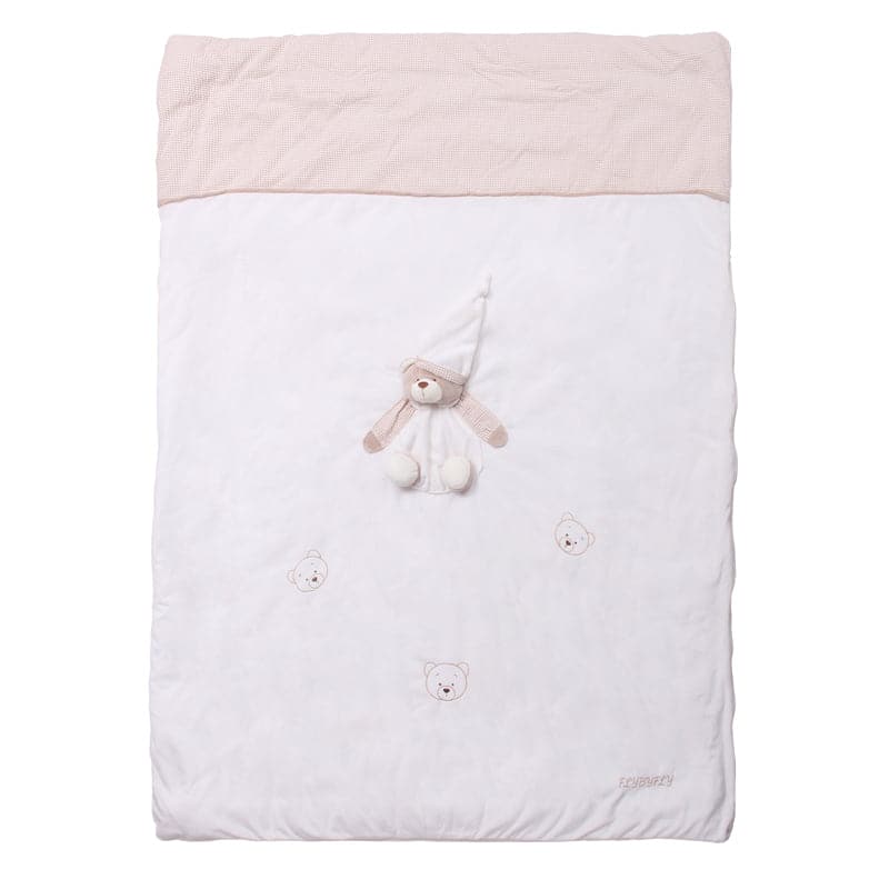 שמיכת מיטה עם פוך נשלף - בז'