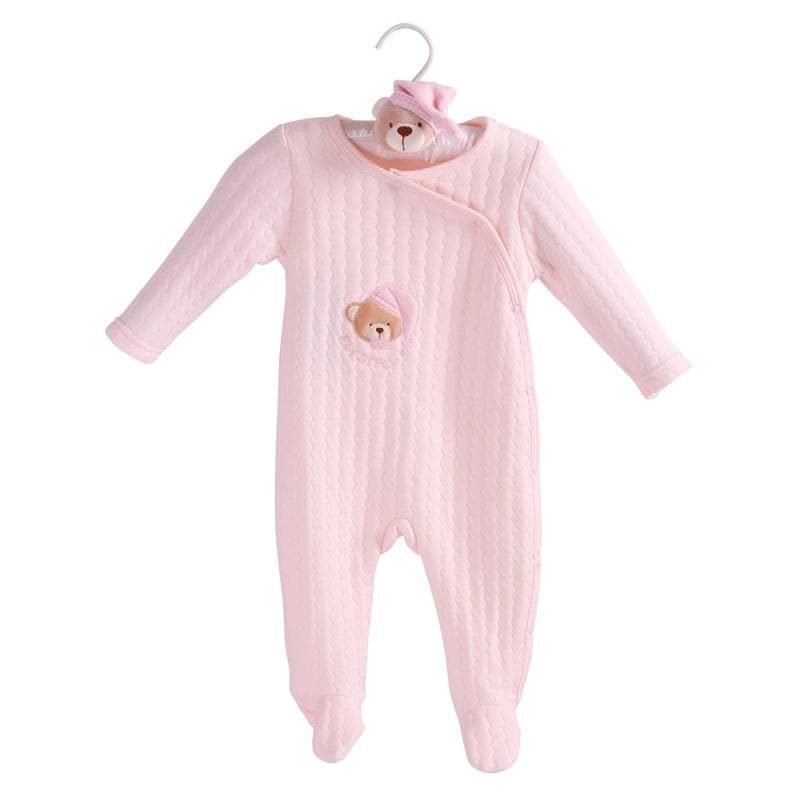 מארז אוברול+קולב דובי - ורוד