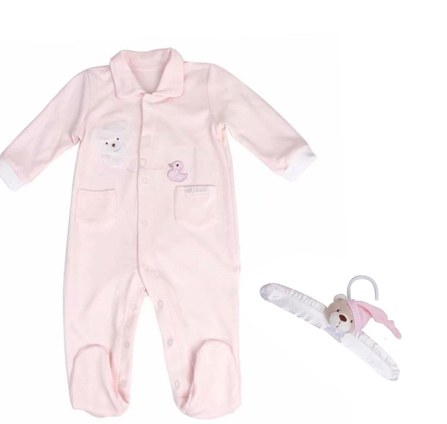 אוברול מכופתר + קולב - ורוד