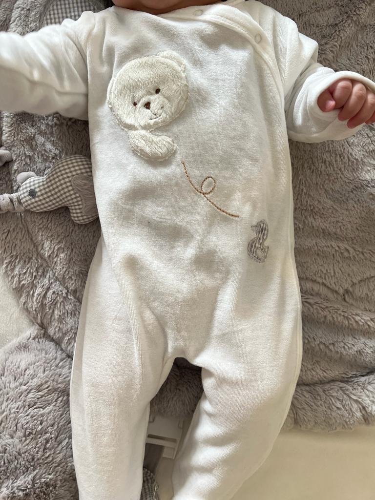 אוברול קטיפה רך במיוחד - לבן