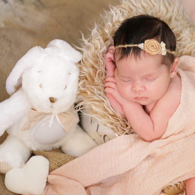 BUNNY NIGHT LIGHT WITH MUSIC - WHITE & BEIGE BOW TIE