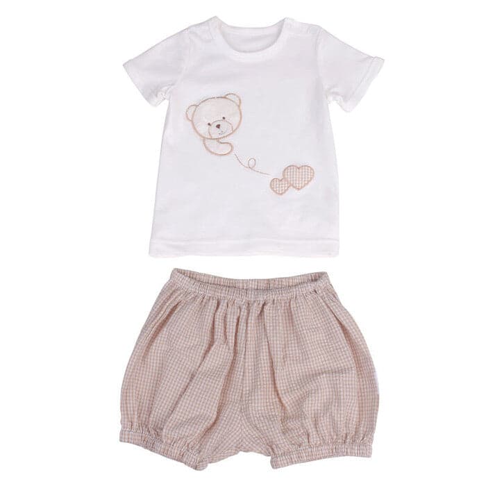 חליפת קיץ משובצת - בז'