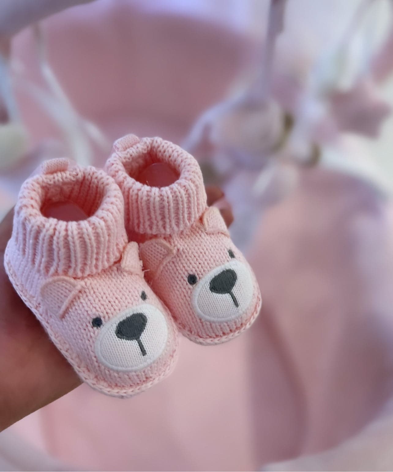 BEAR KNIT SHOES - PINK