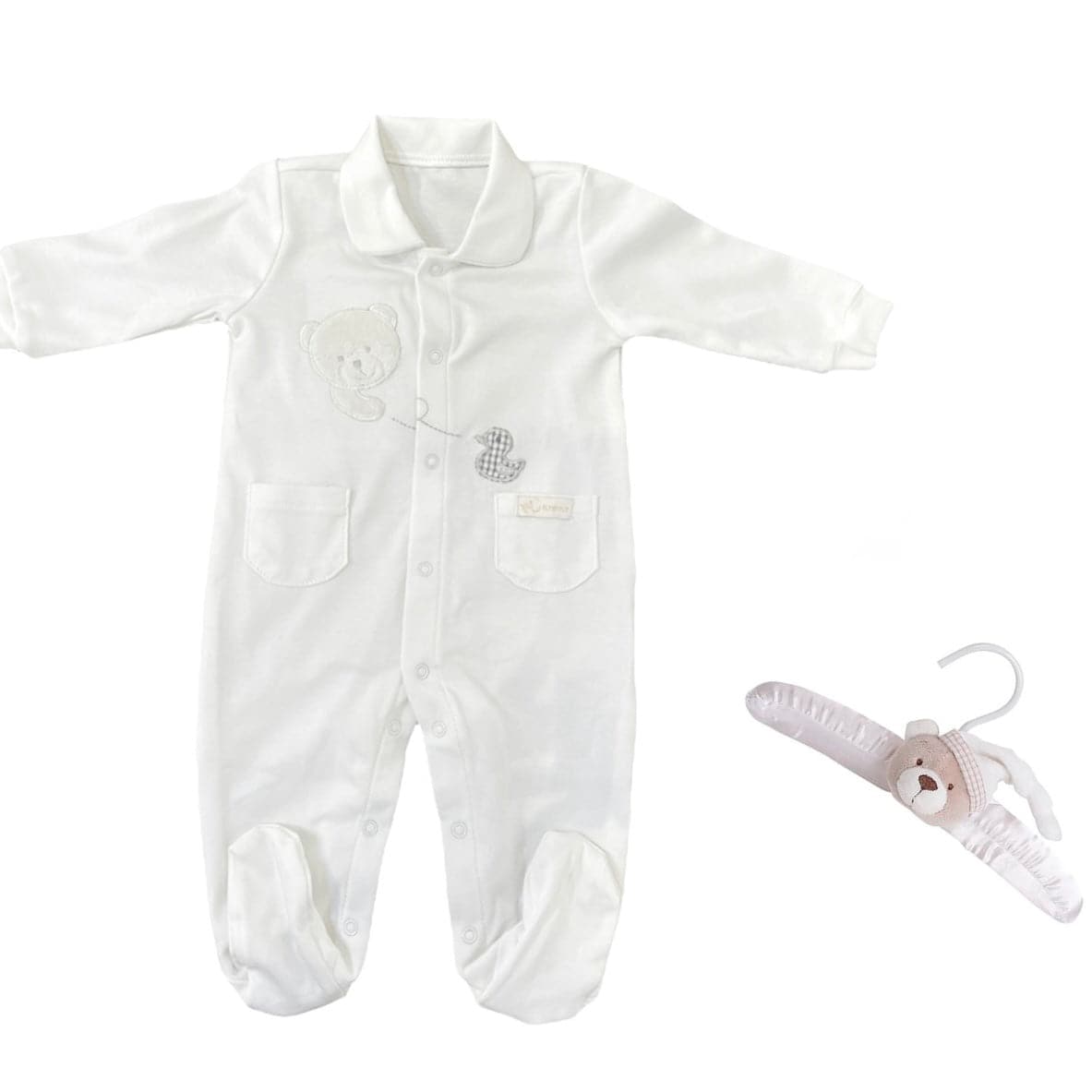 אוברול מכופתר + קולב - לבן