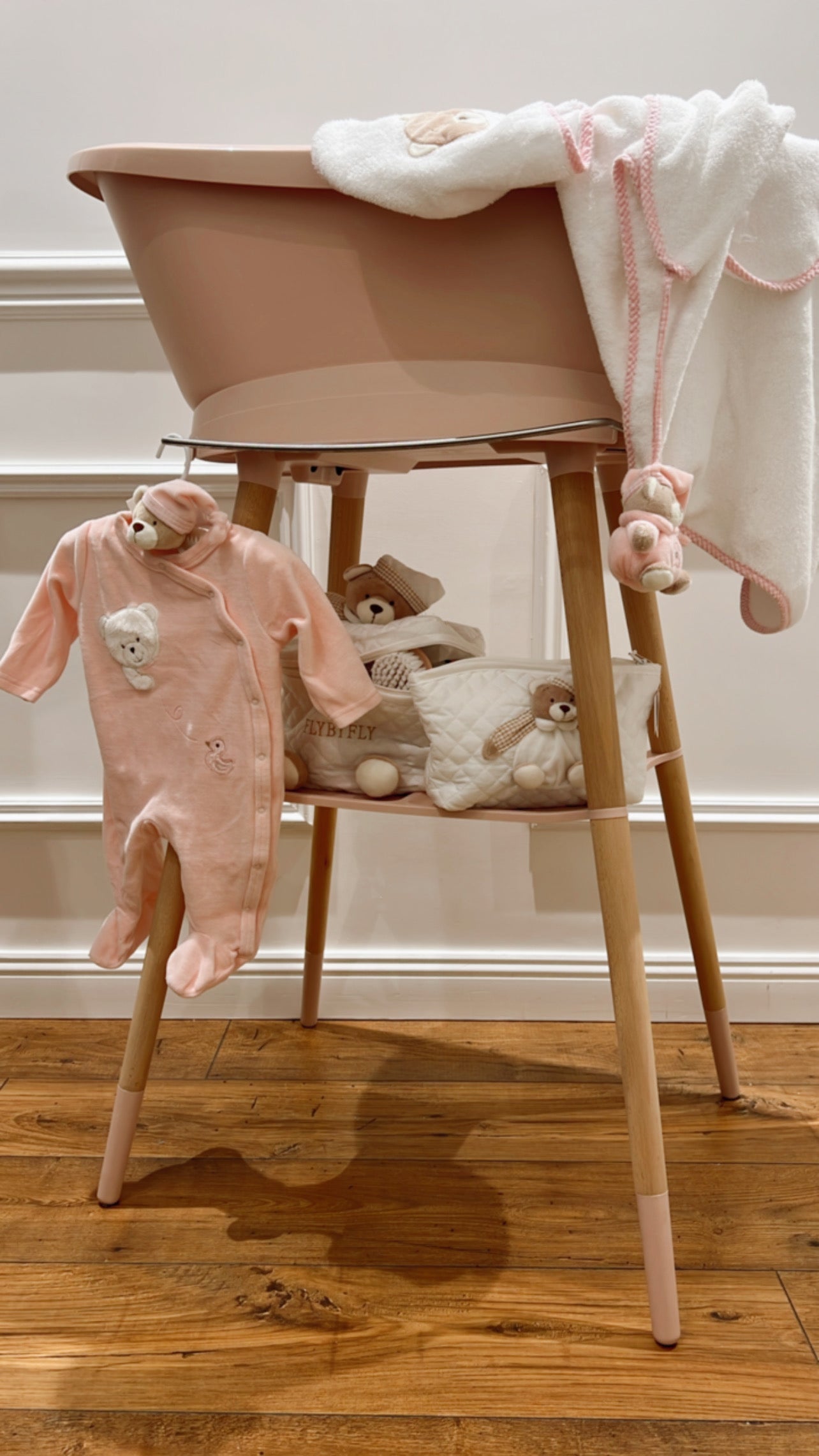 מגבת לתינוק + כפפת רחצה - ורוד