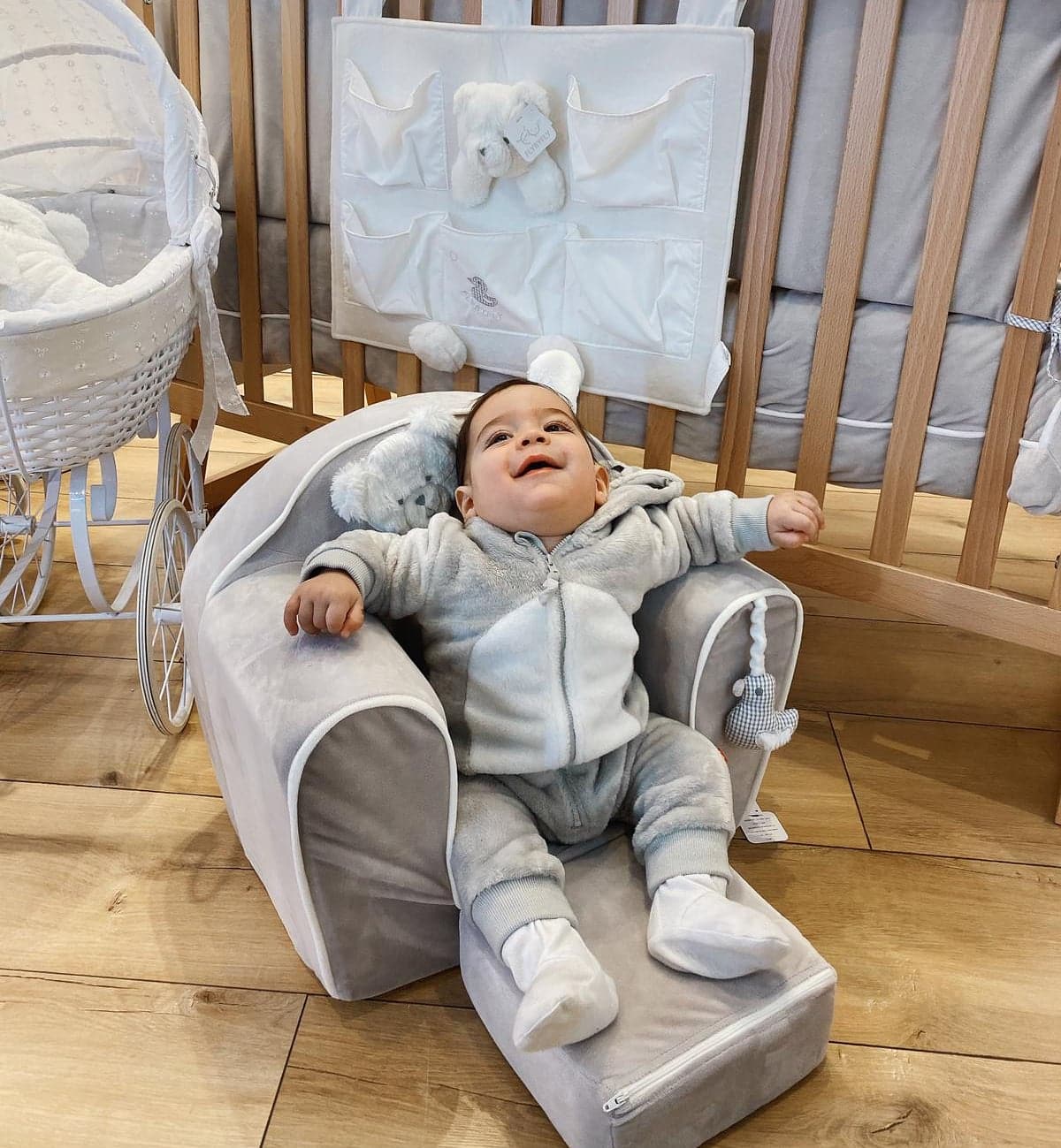 ספה נפתחת לילדים - אפור