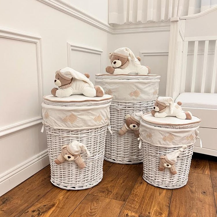 סל אחסון \ כביסה עגול - בז'