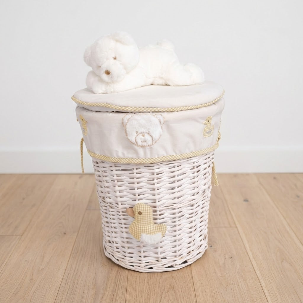 POPO סל אחסון \ כביסה עגול - דובי בז'