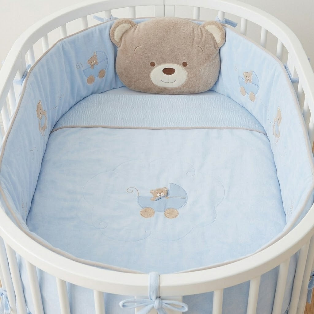 סט מצעים למיטת תינוק ומיטת מעבר - כחול