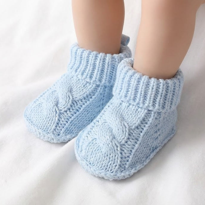 גרביים סרוגות לתינוק - כחול