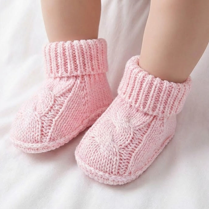 גרביים סרוגות לתינוק - ורוד