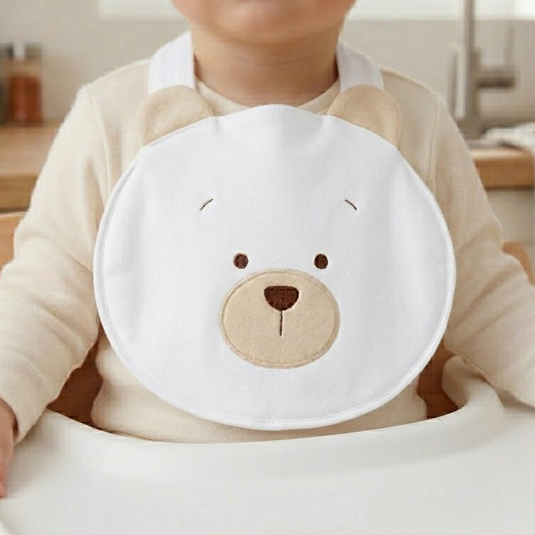 مريلة أطفال على شكل دب دائري - بيج