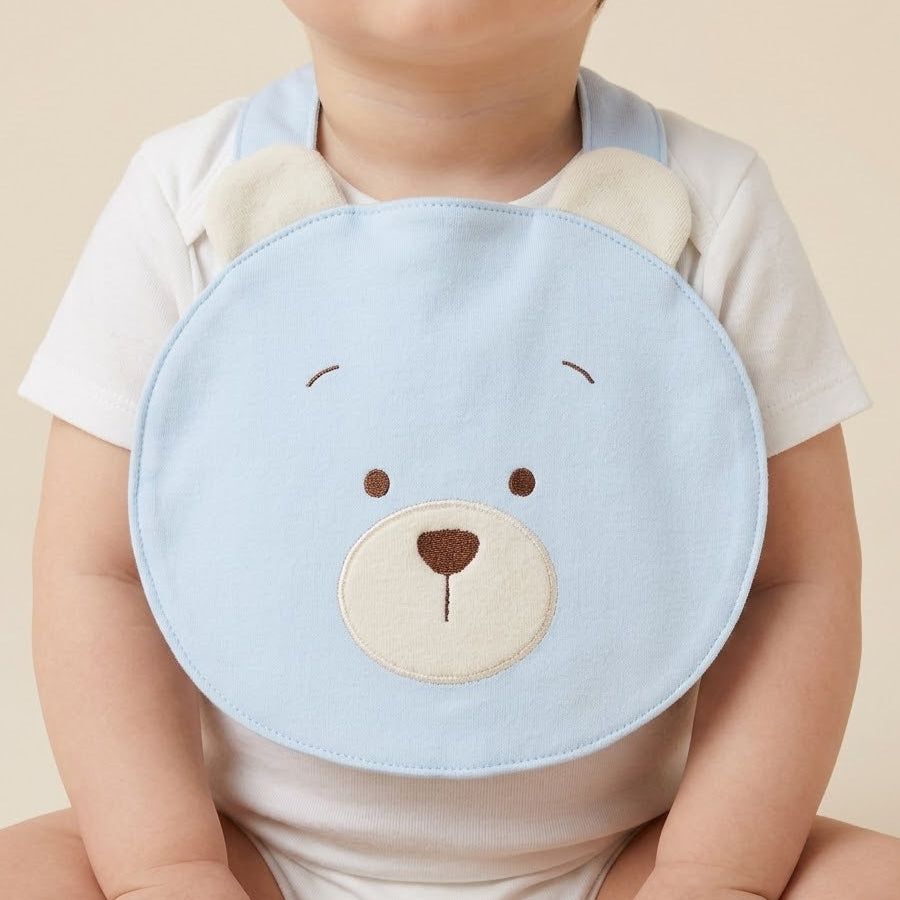 مريلة أطفال على شكل دب دائري - أزرق