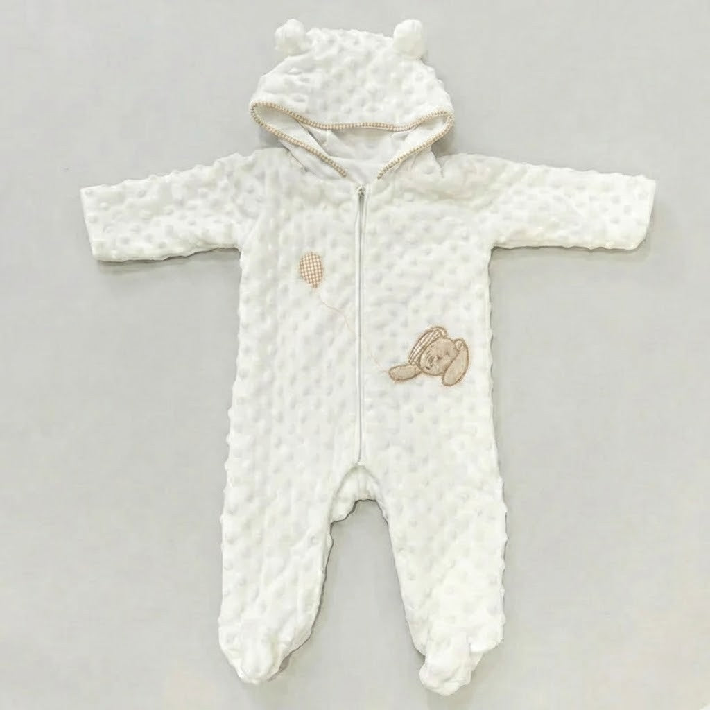 אוברול בועות- לבן&בז'