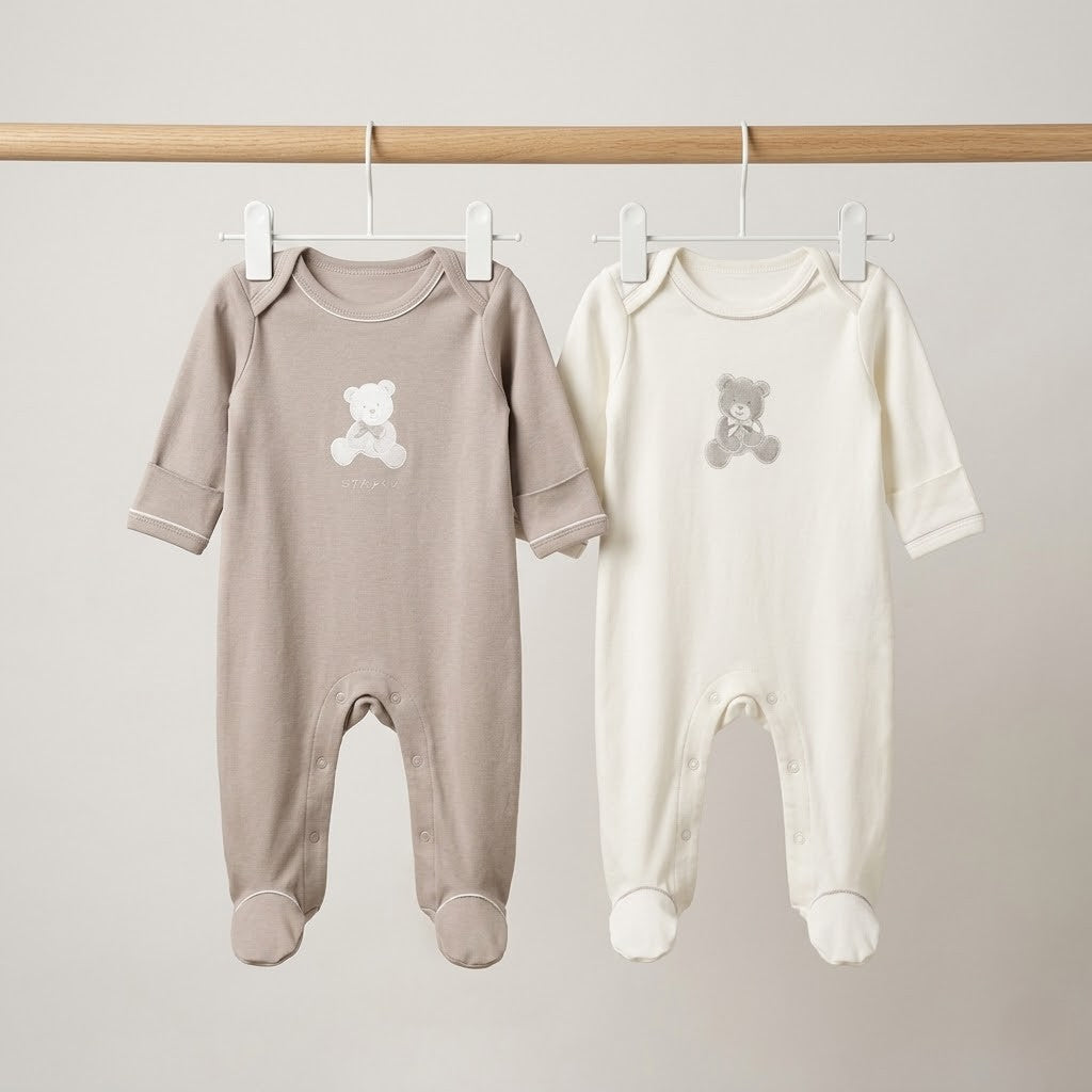 מארז אוברולים זוגי - לבן \ אפור'