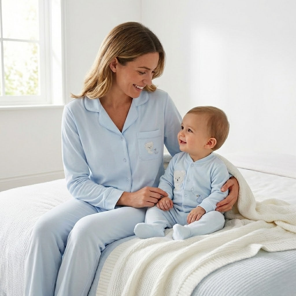 מארז פיג'מה זוגי לאמא ולתינוק - כחול